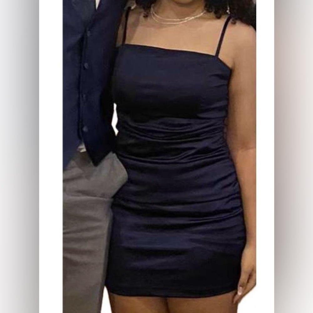 Emerald Sundae short satin navy homecoming dress, Junior’s Medium